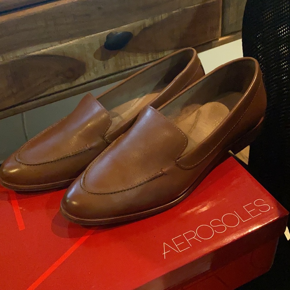 Aerosoles east side loafer dark tan leather